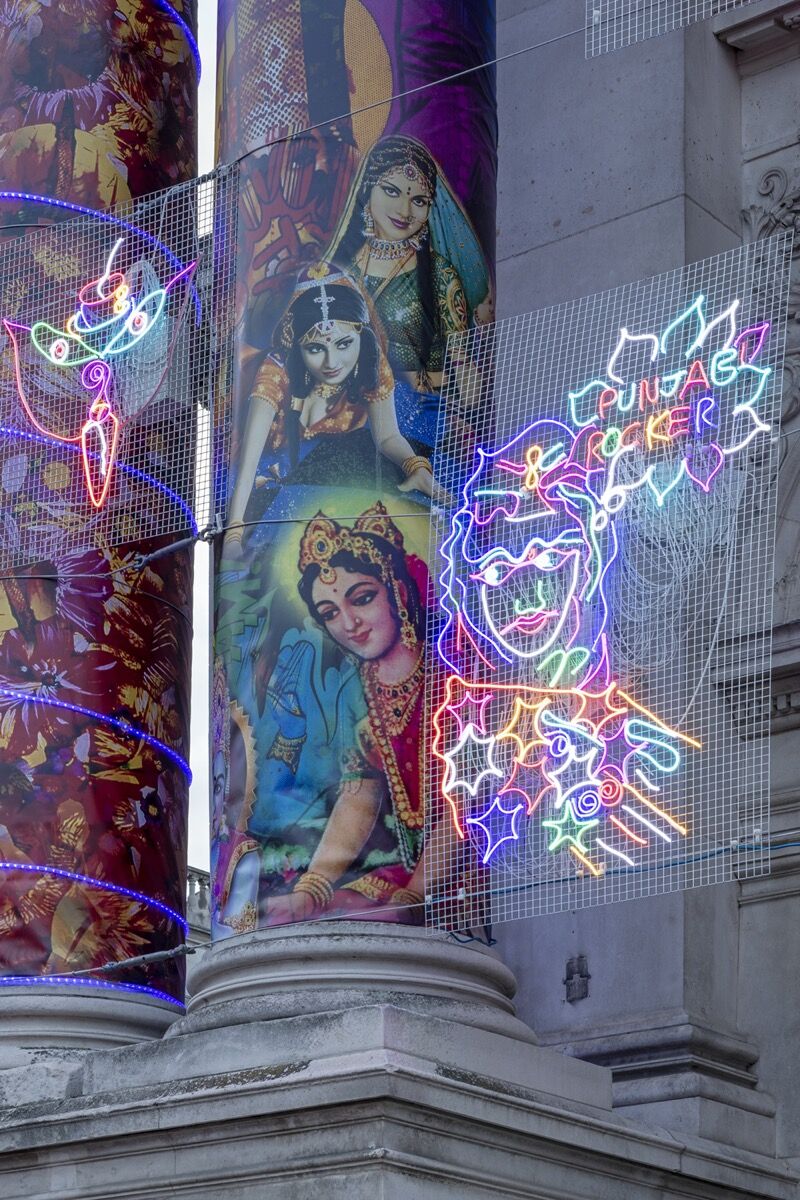 Chila Kurami Singh Burman, detail of Remembering A Brave New World at Tate Britain, 2020. Photo by Joe Humphrys. Courtesy of the artist and Tate.