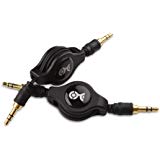 Cable Matters 2-Pack Gold-Plated Retractable Aux Cable - 2.5 Feet