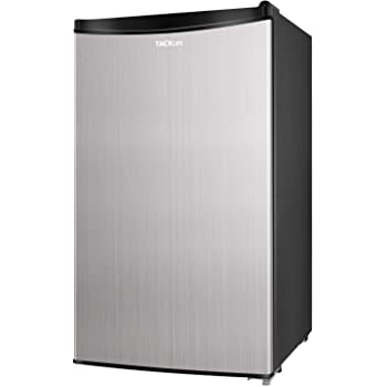 Compact Refrigerator, TACKLIFE 3.2 Cu.Ft Mini Fridge with Freezer, Energy Star, Low noise suitable for Bedroom, Office or Dorm, with Adjustable Temperature, Removable Glass Shelves, Silver - MVSFR321