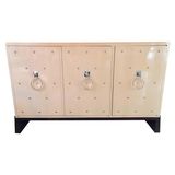 Modern Tommi Parzinger Three-Door Studded Lacquered Cabinet, Commode, Credenza