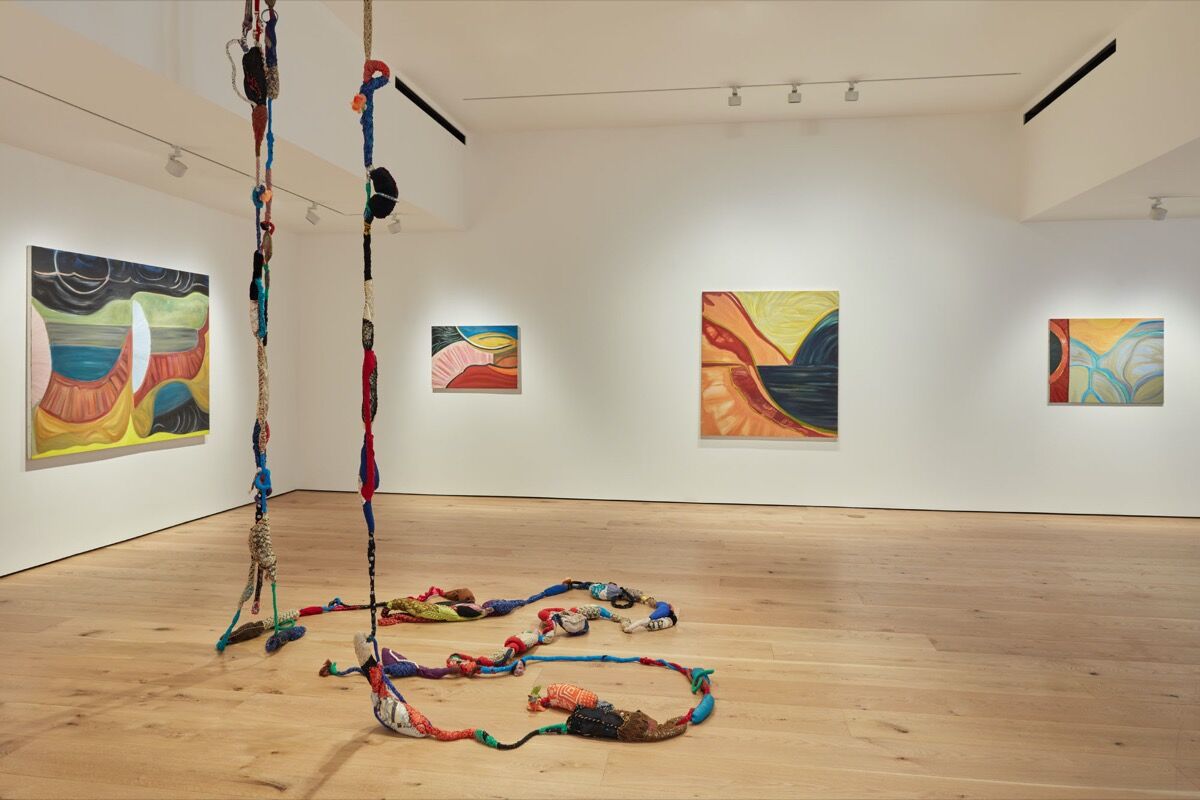 Installation view of “Sonia Gomes / Marina Perez Simao” at Pace Gallery, East Hampton, 2020. Courtesy of Pace Gallery. 