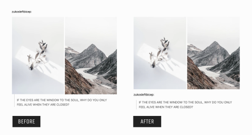glenthemes:
“ NPF (mobile) photoset fix by glenthemes   Photos posted via the Tumblr app turn into text posts (NPF format). If you are using the old unedited (legacy Tumblr blockquote captions) in your theme, you may notice that the images overlap...