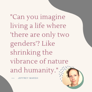 [?Can you imagine living a life where ?there are only two genders?? Like shrinking the vibrance of nature and humanity.]
Follow @jeffreymarsh​, by the way!