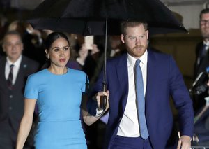 Prince Harry and Meghan, the Duke and Duchess of Sussex arrive at the annual Endeavour Fund Awards in London on March 5, 2020.