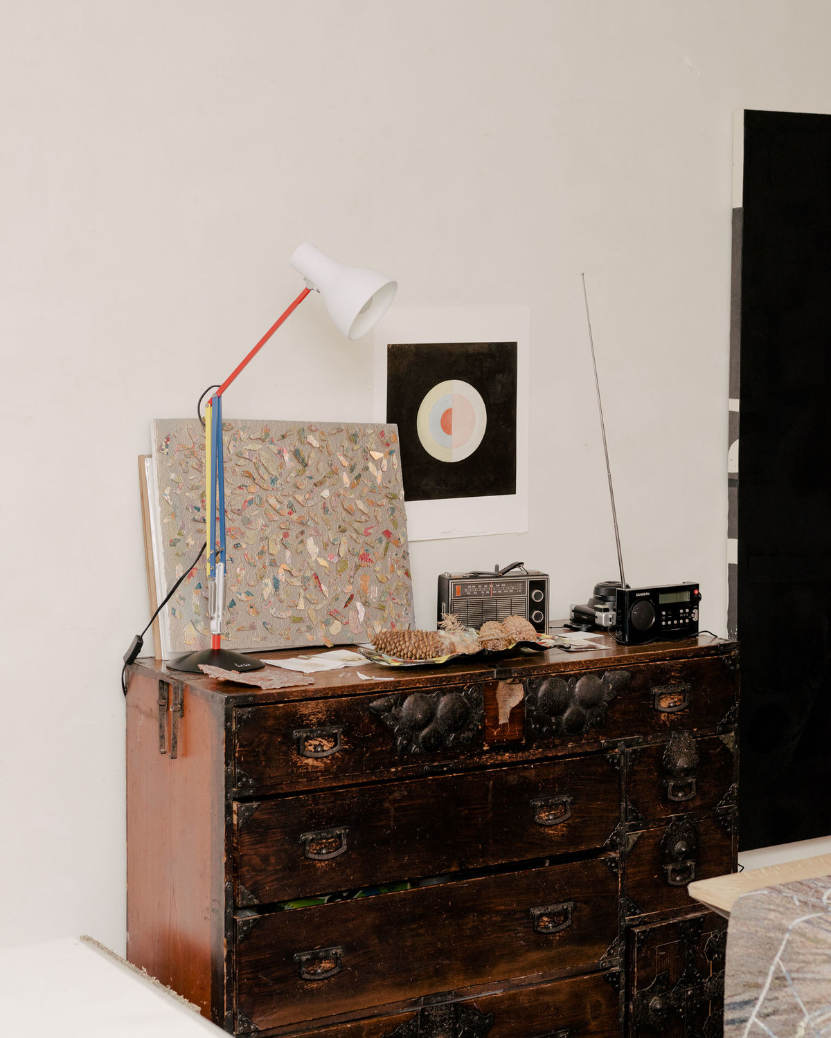 Detail of Kiki Smith’s home and studio, featuring a print by Hilma af Klint (center). Photo by Daniel Dorsa for Artsy.