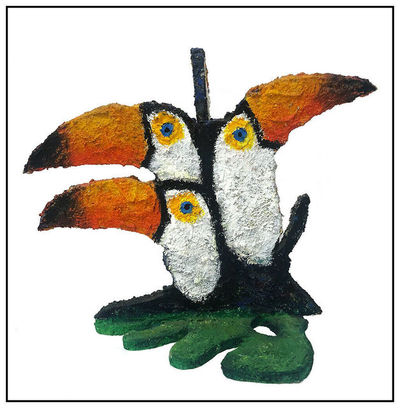 Hunt Slonem, ‘Hunt Slonem Original Painting Wood Sculpture Birds Toucans Parrot Signed Artwork’, 1994