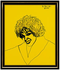 Romero Britto Large Original Acrylic Painting On Canvas Whitney Houston Signed