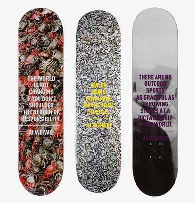 Ai Weiwei, ‘AI WEI WEI TRIPTYCH SKATE DECKS "CRAB", "F*CK" & "SEEDS" COMPLETE SET’, ca. 2015