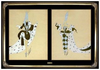 ERTE 2 Original Gouache Painting Marie Antoinette Dress Design Signed Tirtoff