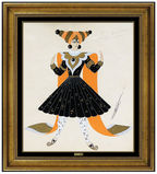Erte Original Gouache Painting Signed Costume Dress Design Necklace Deco Artwork