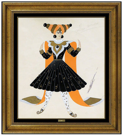 Erté (Romain de Tirtoff), ‘Erte Original Gouache Painting Signed Costume Dress Design Necklace Deco Artwork’, 20th Century