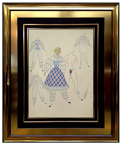 Erté (Romain de Tirtoff), ‘ERTE Original Gouache Painting Signed Art Deco Costume Romain de Tirtoff Bronze’, 20th Century