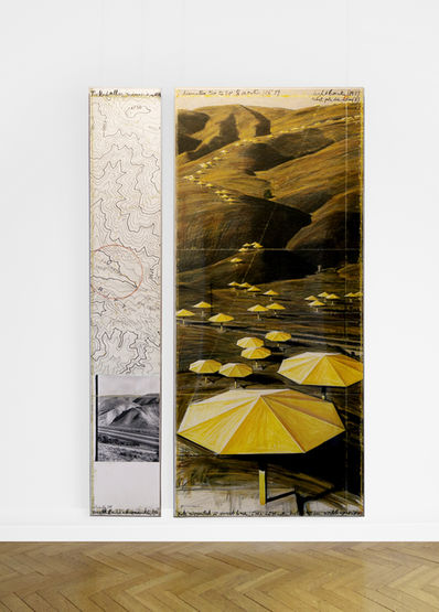 Christo, ‘The Umbrellas (Joint project for Japan and USA), length 18 miles, width approximately 1,5 miles (two parts drawing)’, 1988