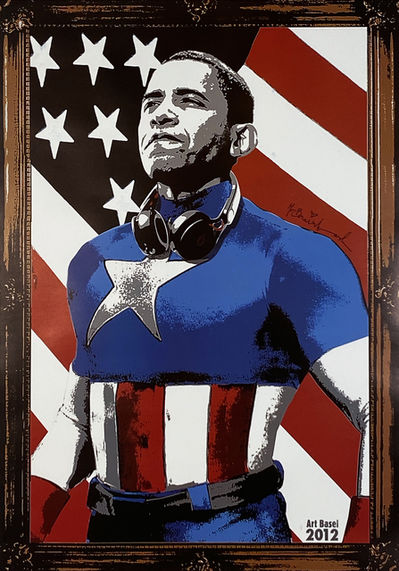 Mr. Brainwash, ‘'Obama Captain America'’, 2012