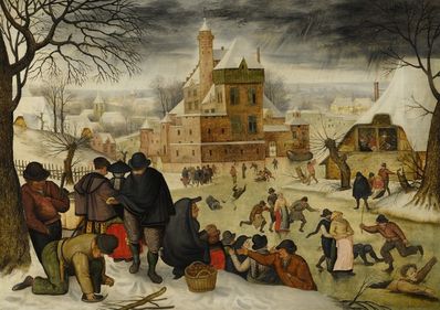 Pieter Bruegel the Younger, ‘Winter landscape with skaters’, 17th century 