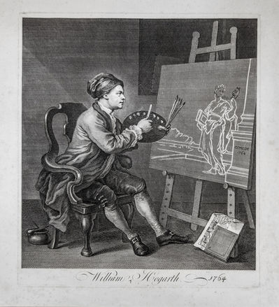William Hogarth, ‘Hogarth Painting the Comic Muse’, 1758-changed to 1764 in this state