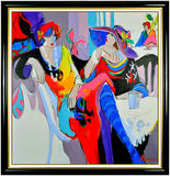 Isaac Maimon Large Original Oil Painting On Canvas Signed Lady Portrait Cafe Art