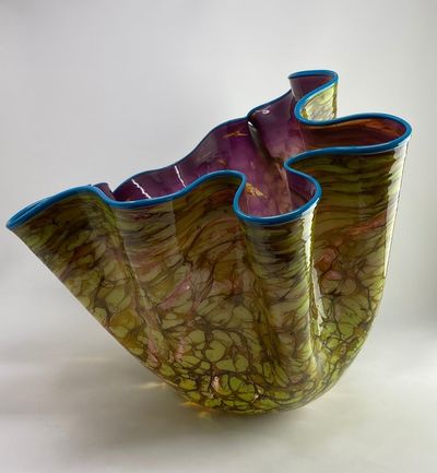 Dale Chihuly, ‘Dale Chihuly Wisteria Violet Macchia with Eucalyptus Lip Wrap Handblown Glass’, 1996