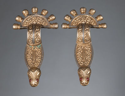 Unknown, ‘Ancient Merovingian Pair of Zoomorphic Handled Fibulae’, Merovingian period, 6th, 7th century A.D.