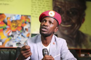 In this photo of Friday Oct.12, 2018, Kyadondo MP Robert Kyagulanyi alias Bobi Wine in Nairobi Kenya.