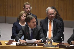 26 September 2018,Mark Rutte, Prime Minister and Minister for General Affairs of the Kingdom of the Netherlands, addresses the Security Council meeting on the maintenance of international peace and security, with a focus on non-proliferation of weapons of mass destruction