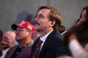 Mike Lindell at "An Address to Young Americans" event, featuring President Donald Trump, hosted by Students for Trump and Turning Point Action at Dream City Church in Phoenix, Arizona