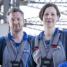 Siblings David and Anthea Hammon, pictured on the Sydney Harbour Bridge, had to mend fences before working together.