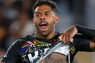 Josh Addo-Carr before the Indigenous All Stars match last year.