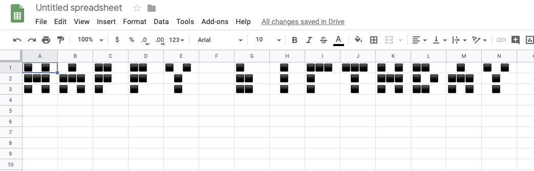 Spreadsheet that says happy birthday