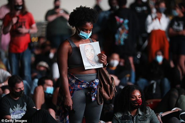 The BLM movement was sparked by the May death of African American George Floyd at the hands of a white Minneapolis police officer. Pictured is a New York demonstration in September