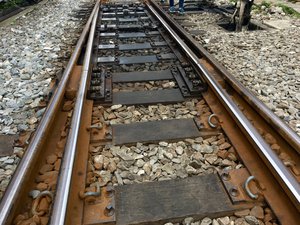 Well-maintained outdoor train tracks. Taken on April 2018.