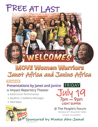 Welcome home our Sheroes, Janet Africa & Janine Africa on July 19, 2019 at The People's Forum, NYC.