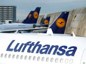 Lufthansa airplanes are seen parked on the tarmac during a strike of cabin crew union (UFO) at Frankfurt airport, Germany November 7, 2019.