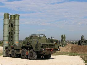 Russian S-400 air defense missile systems at the Hmeimim airbase in Syria, November 2015.