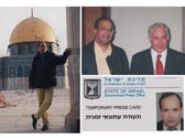 Ali Lmrabet posing in front of the Dome of the Rock in 1998, meeting Prime Minister Benjamin Netanyahu in Tel Aviv and his press accreditation for the groundbreaking visit to Israel.