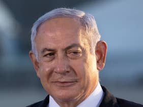 Benjamin Netanyahu at Ben-Gurion International Airport to greet the arrival of a shipment of Pfizer coronavirus vaccines, January 10, 2021. 