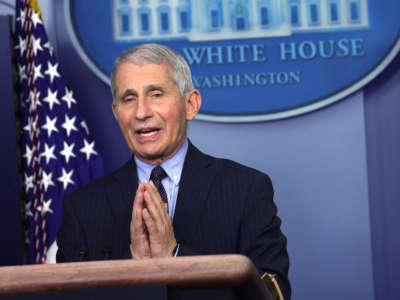 Dr Anthony Fauci, Director of the National Institute of Allergy and Infectious Diseases, speaks during a White House press briefing at the James Brady Press Briefing Room of the White House, January 21, 2021, in Washington, D.C.