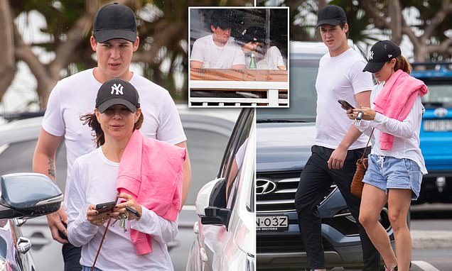 Kate Ritchie, 42, and love interest John Bell, 25, wear matching outfits in Byron Bay 