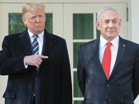 U.S. President Donald Trump and Prime Minister Benjamin Netanyahu on the West Wing Colonnade at the White House in Washington, D.C., January 27, 2020.