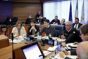 Rome, 23 February 2020 - The President of the Council of Ministers Giuseppe Conte coordinates the work of the Civil Protection Operational Committee