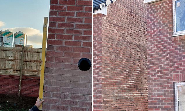 Builder is sacked for sharing pictures of 'laughable' wonky walls and shoddy brickwork