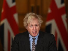 Boris Johnson speaks during a virtual press conference on the Covid-19 pandemic on 26 January.