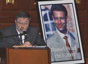 In this April 15, 2007, file photo, Dr. Judea Pearl, father of American journalist Daniel Pearl, who was killed by terrorists in 2002, speaks in Miami Beach, Fla. A Pakistani court on Thursday, April 2, 2020, overturned the murder conviction of a British Pakistani man found guilty of the kidnapping and murder of Wall Street journalist Daniel Pearl.