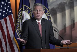 House Minority Leader Kevin McCarthy, R-Calif., talks about House Republicans and how they fared in the election, during a news conference on Capitol Hill in Washington, Thursday, Nov. 12, 2020.