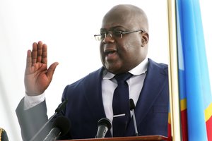 Congolese President Felix Tshisekedi is sworn in in Kinshasa, Democratic Republic of the Congo, Thursday Jan. 24, 2019.