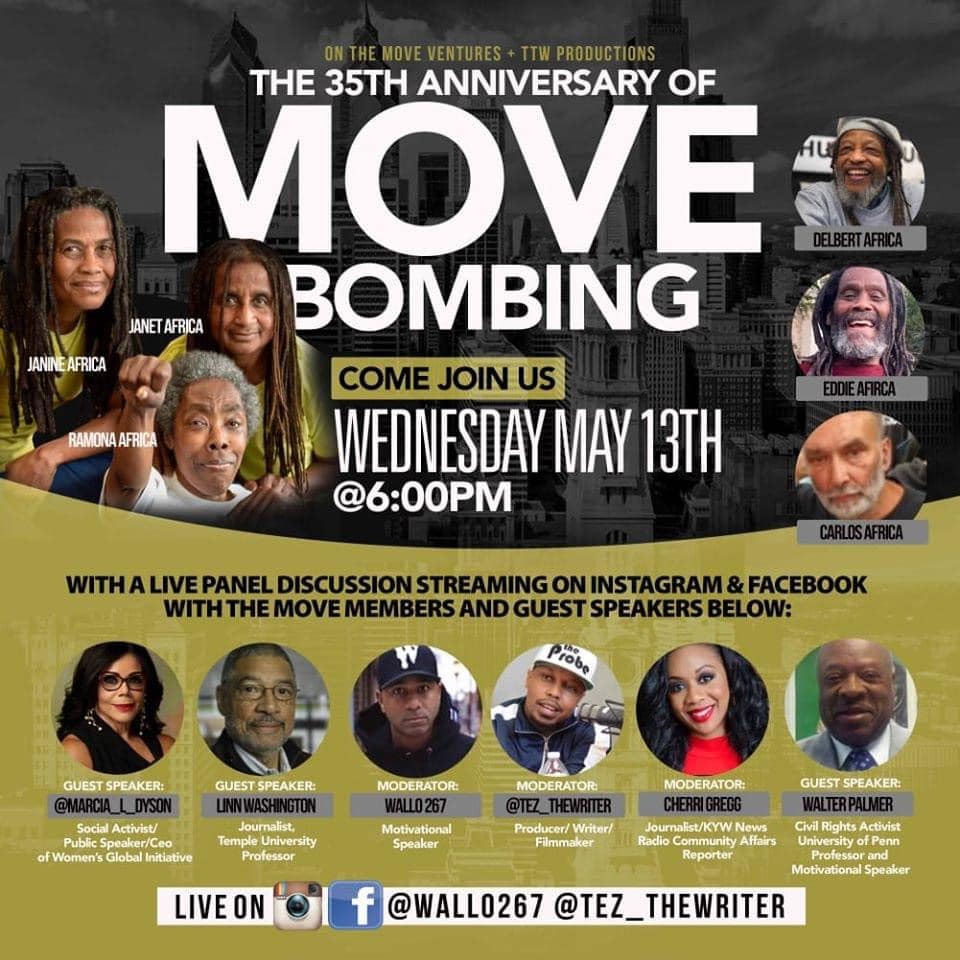 Program with MOVE members and Philadelphia guest speakers.