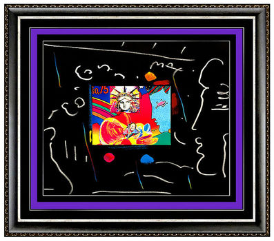 Peter Max, ‘PETER MAX Acrylic Painting ORIGINAL LIBERTY HEAD Signed Pop Art Pastel Collage’, 1990-1999