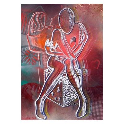 Mark Kostabi, ‘Embracing Scarlet Passion’, 1990-2020