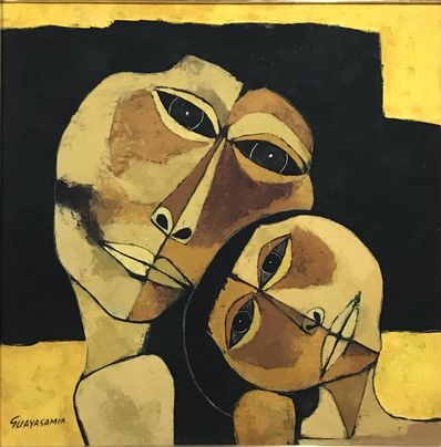 Oswaldo Guayasamín, ‘Madre y niño con fondo amarillo ’, 1989