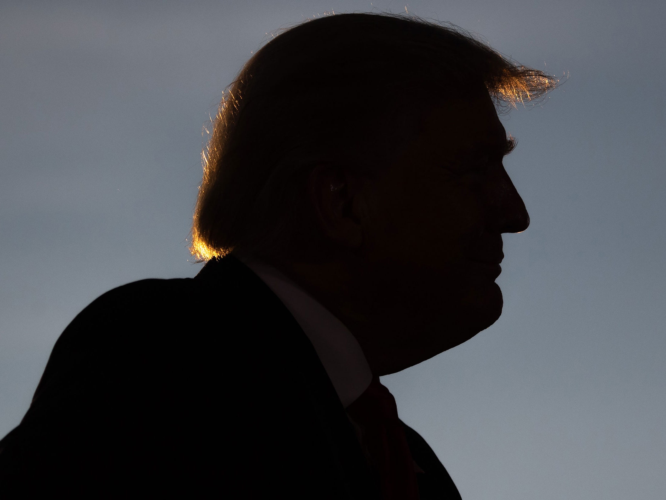 The silhouette of Former President Donald Trump